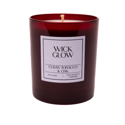 Wick Glow Cuban Tobacco & Oak 30cl red candle soy candle uk
