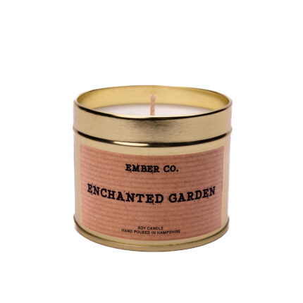Ember Co Enchanted Garden gold tin wax candles