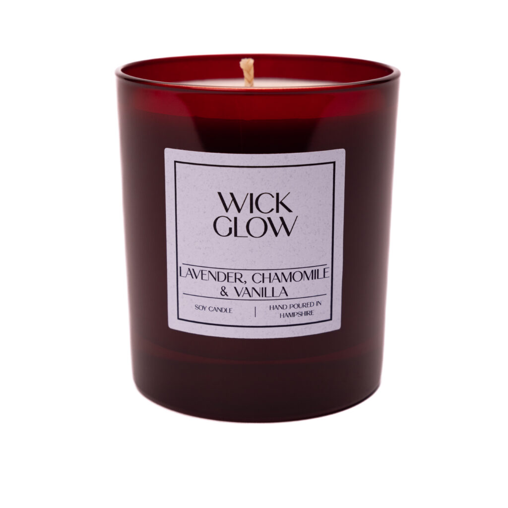 Wick Glow Lavender, Chamomile & Vanilla red 30cl candle