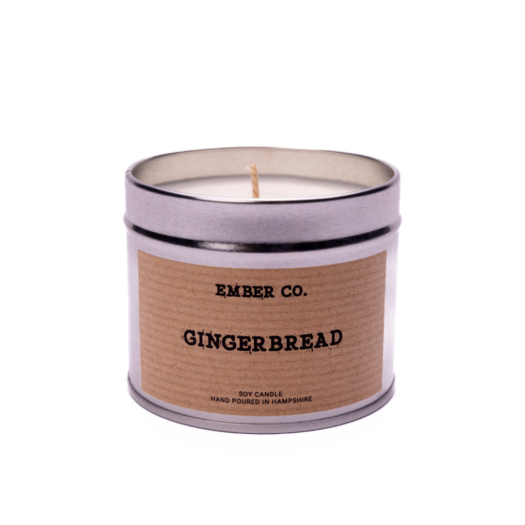 Ember Co Gingerbread silver tin candle