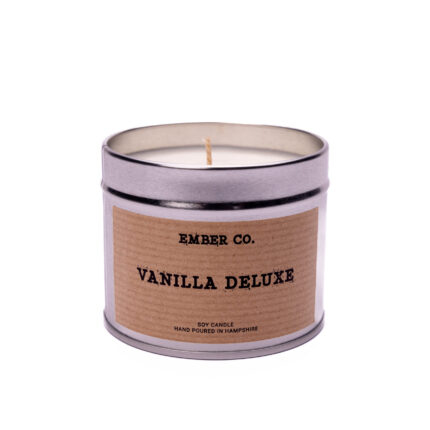 Ember Co Vanilla Deluxe silver tin candle vanilla scented candles