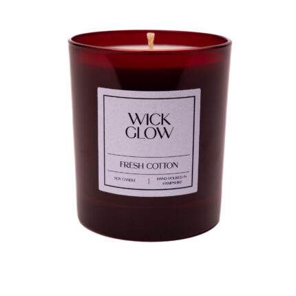Wick Glow Fresh Cotton red 30cl linen scented candle