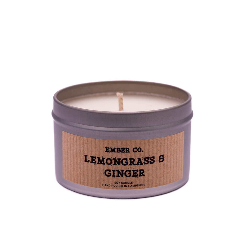 Ember Co Lemongrass & Ginger silver tin candle