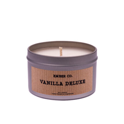 Ember Co Vanilla Deluxe silver tin candle from our sweet candles collection