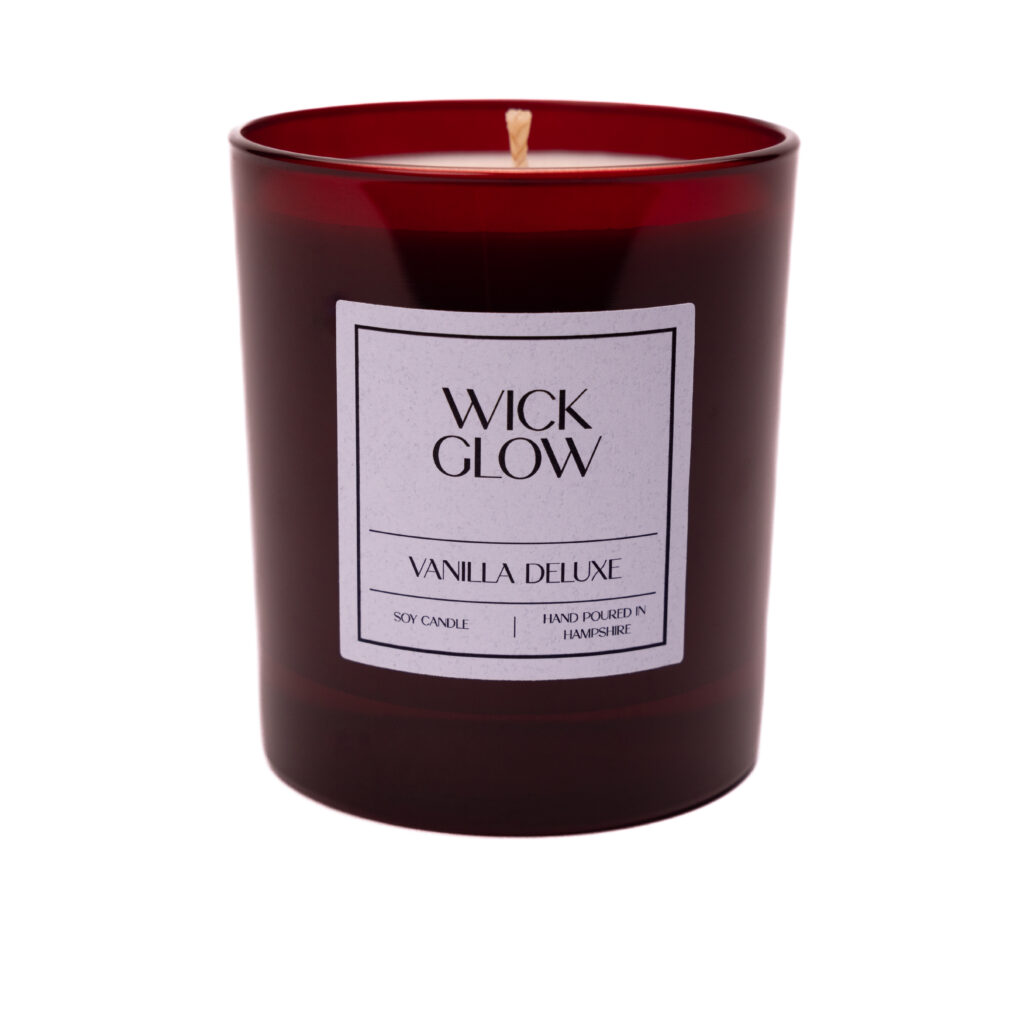 Wick Glow Vanilla Deluxe 30cl red candle scented vanilla candles