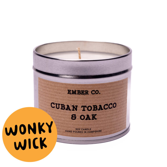 Wonky Wick Cuban Tobacco & Oak Ember Co soya candles