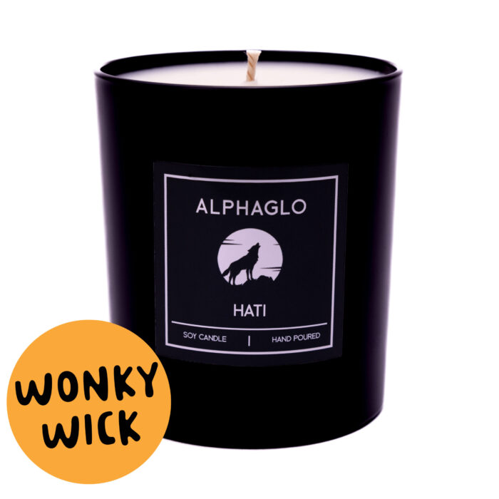 Wonky Wick Alphaglo Hati Candle for men part of our manly candles range