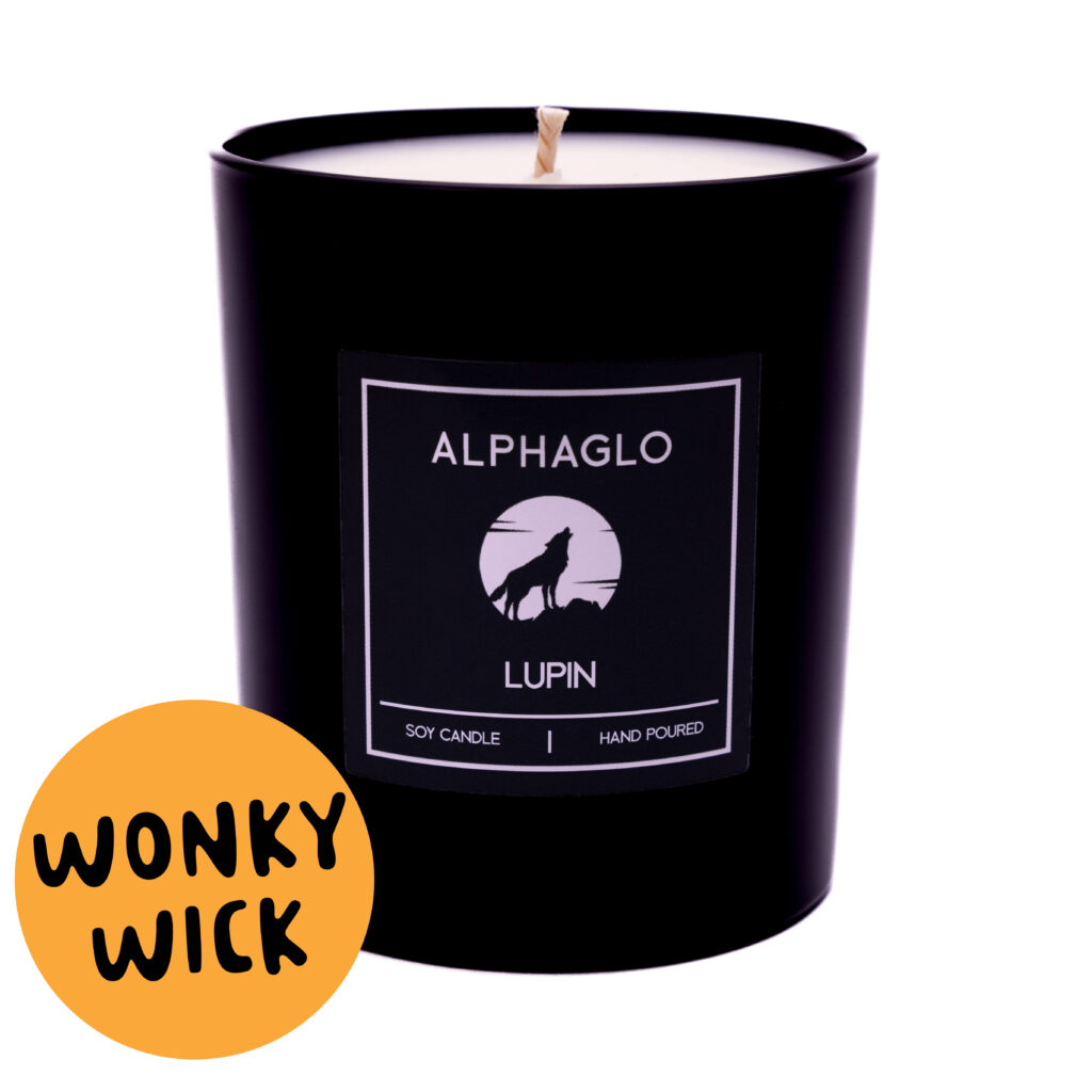 Wonky Wick Alphaglo Lupin Candle for men / boy smells candles