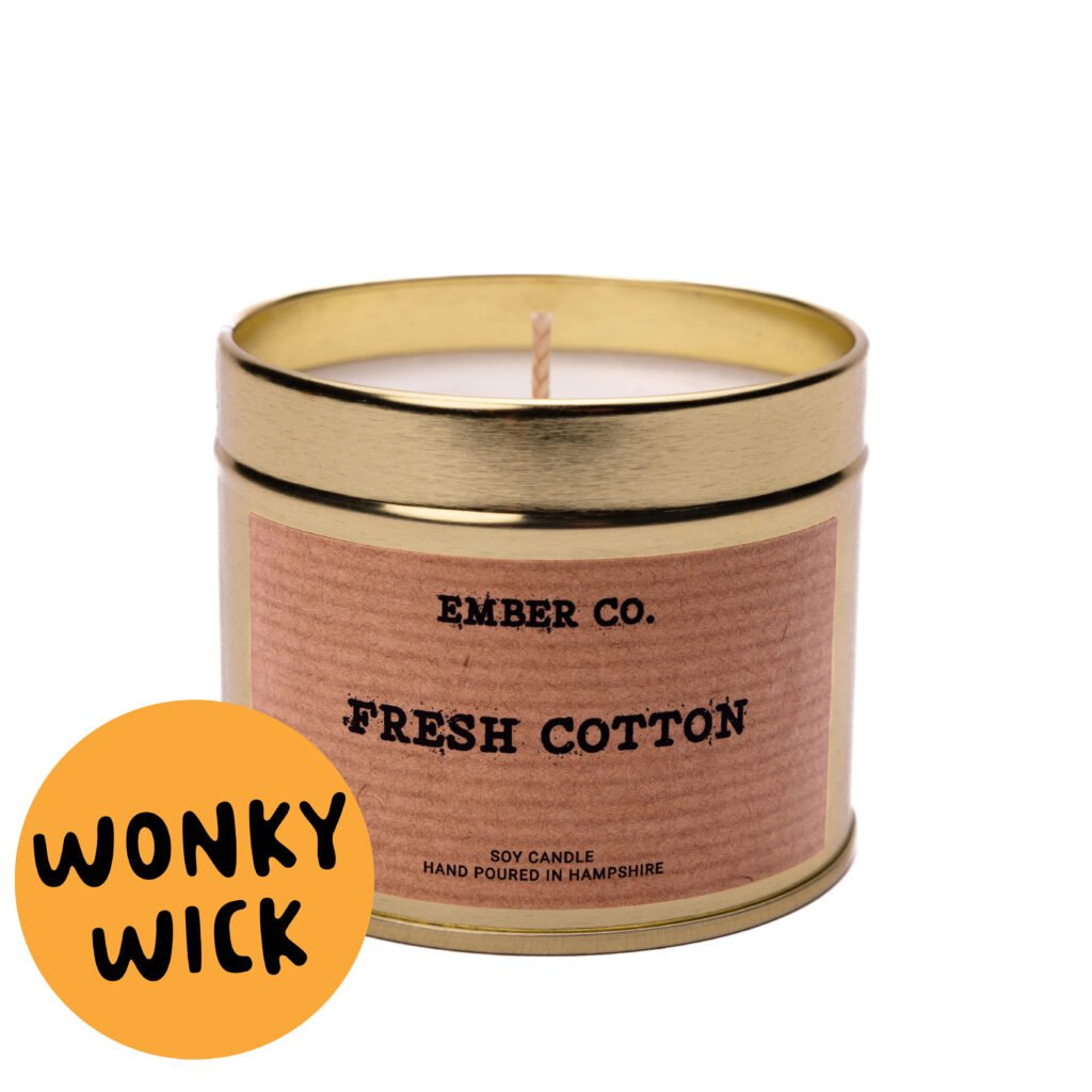 Wonky Wick Fresh Cotton Ember Co candle