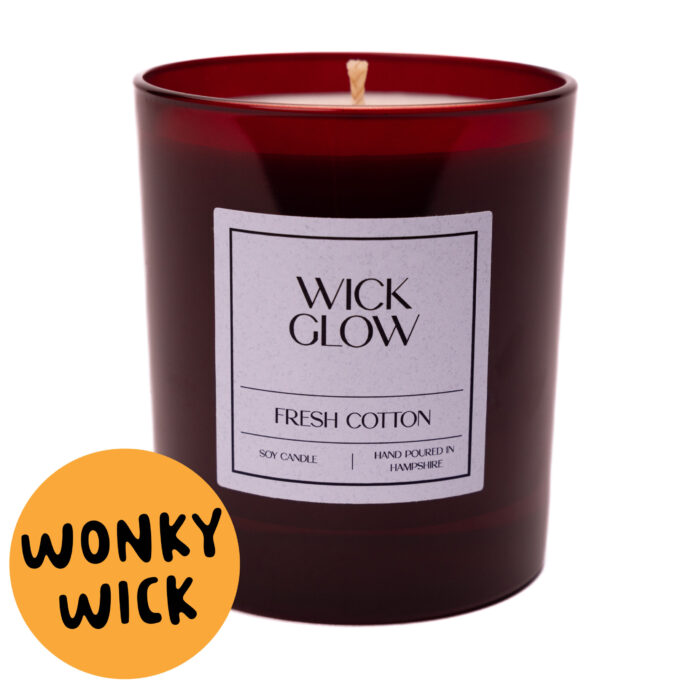 Wonky Wick Fresh Cotton 30cl red candles linen