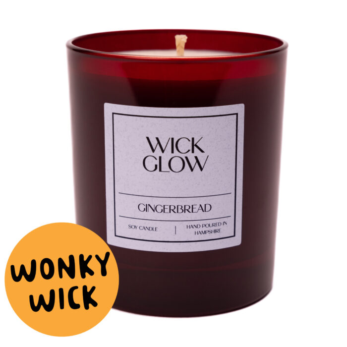 christmas candle scents Wonky Wick Gingerbread 30cl red candle