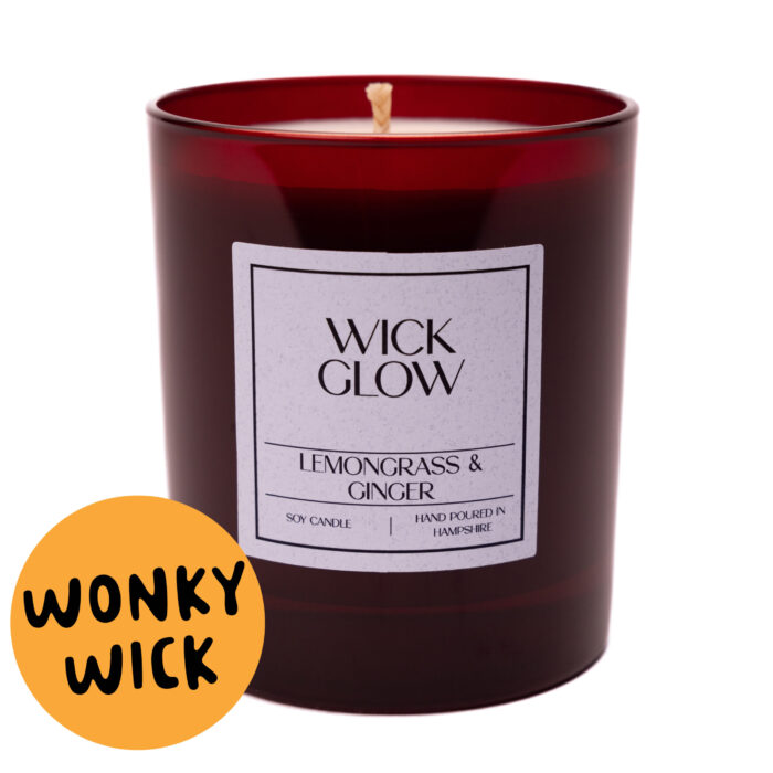 Wonky Wick Lemongrass & Ginger 30cl red candle