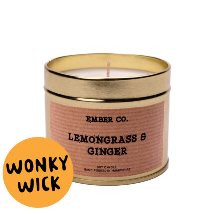 Wonky Wick Lemongrass & Ginger Ember Co Hampshire candles