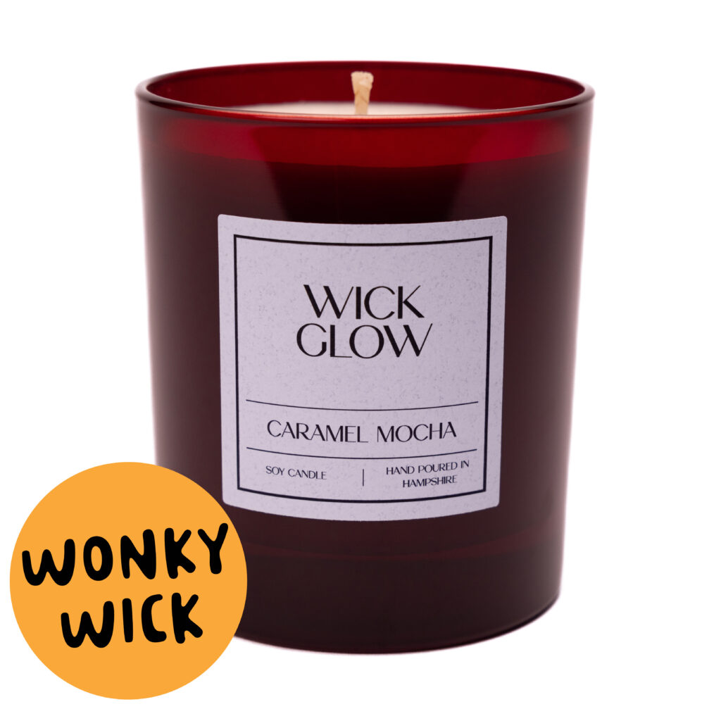 Wonky Wick Caramel Mocha 30cl red candle