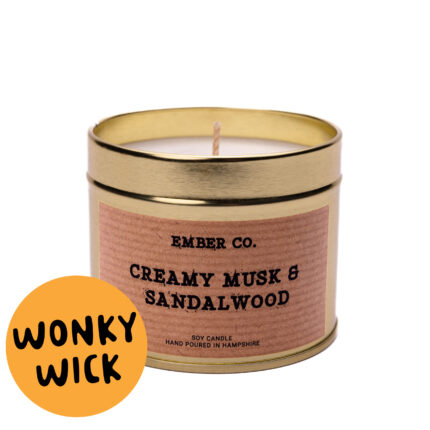 Wonky Wick Creamy Musk & Sandalwood Ember Co candle