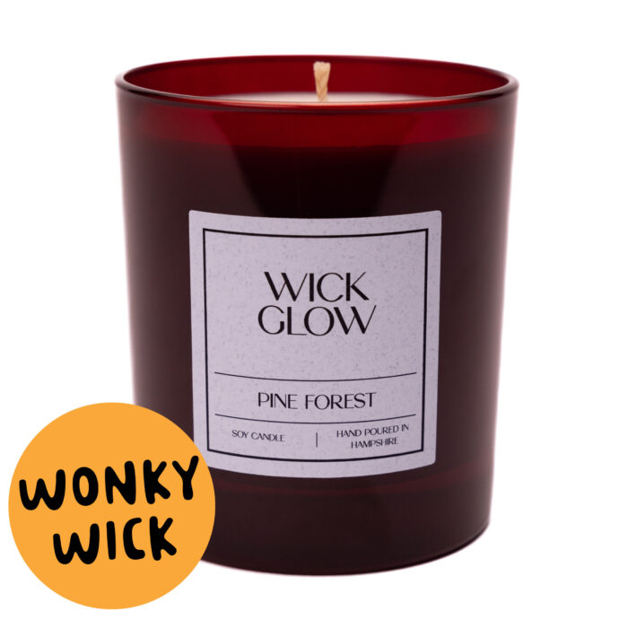 Wonky Wick Pine Forest 30cl red candle