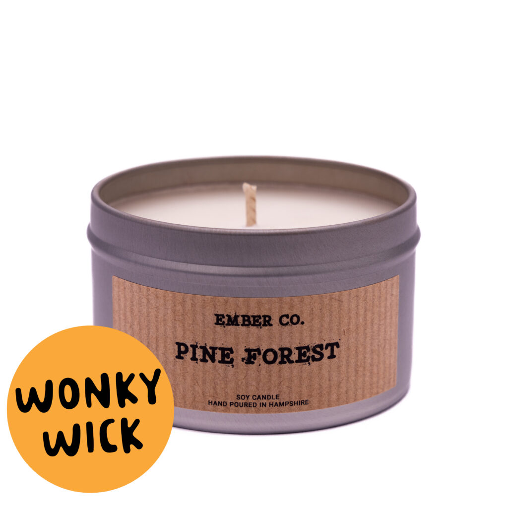 Wonky Wick small scented candles Pine Forest Ember Co candle